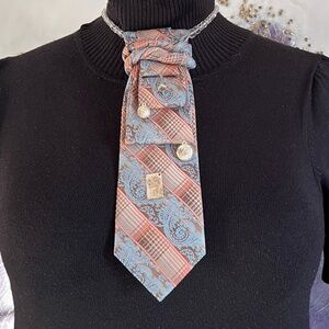 Up-cycled Stripe and Paisley Woman Necktie With Around the World Charms